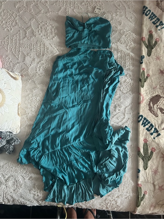 Free People Dresses & Skirts - Free People Women’s Teal Strapless Ruffle Hem top and skirt set